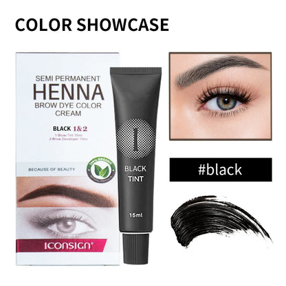 Henna Eyelash Brow Dye Tint Professional Lash Eyebrow Dye 15-Minute Fast Drying Cream Brow Semi Permanent Eyebrows Makeup Black