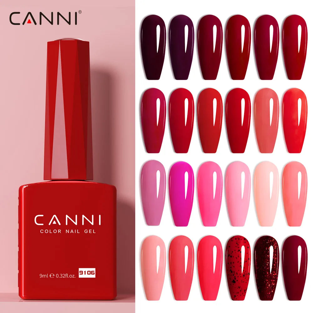 CANNI Hema Free Nail Glue Christmas Decoration Sticker Glue Semi Permanent Soak Off LED UV Nail Gel Polish Red Color Collection