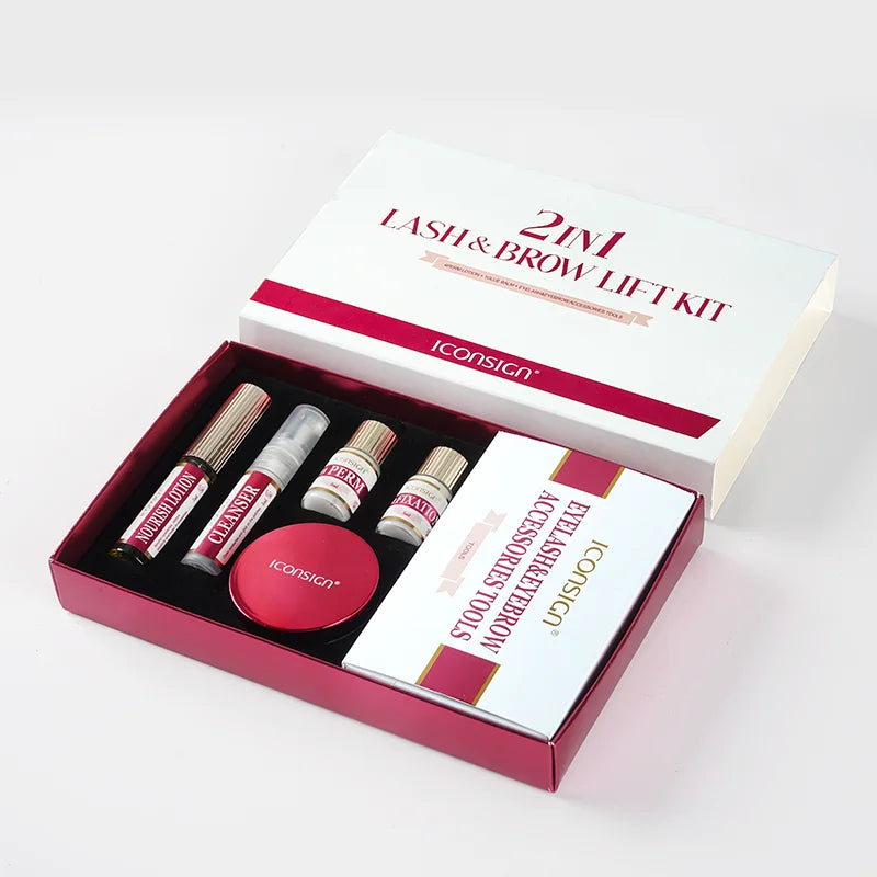 Kit professionnel 2 en 1 pour rehussement les cils et les sourcils, permanente rapide, tenue 6 à 8 semaines, mascara, rehussement de cils, lash lift, outil de maquillage