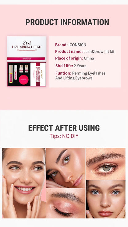 Kit professionnel 2 en 1 pour rehussement les cils et les sourcils, permanente rapide, tenue 6 à 8 semaines, mascara, rehussement de cils, lash lift, outil de maquillage