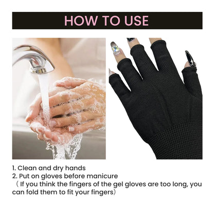 EELHOE Uv Nail Protection Glove Manicure Uv Rays Nails LED Lamp Anti-Radiation Gloves Nail Art Tools Guard Nail Beauty Tools