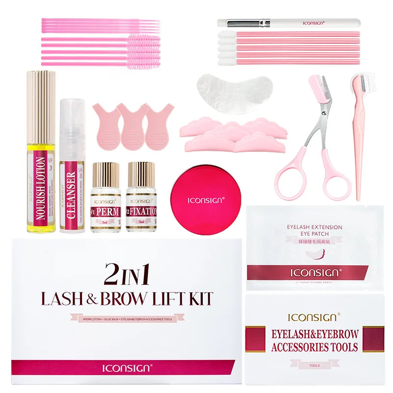 Kit professionnel 2 en 1 pour rehussement les cils et les sourcils, permanente rapide, tenue 6 à 8 semaines, mascara, rehussement de cils, lash lift, outil de maquillage