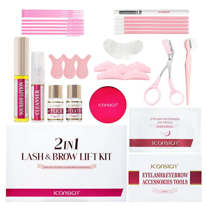 Kit professionnel 2 en 1 pour rehussement les cils et les sourcils, permanente rapide, tenue 6 à 8 semaines, mascara, rehussement de cils, lash lift, outil de maquillage