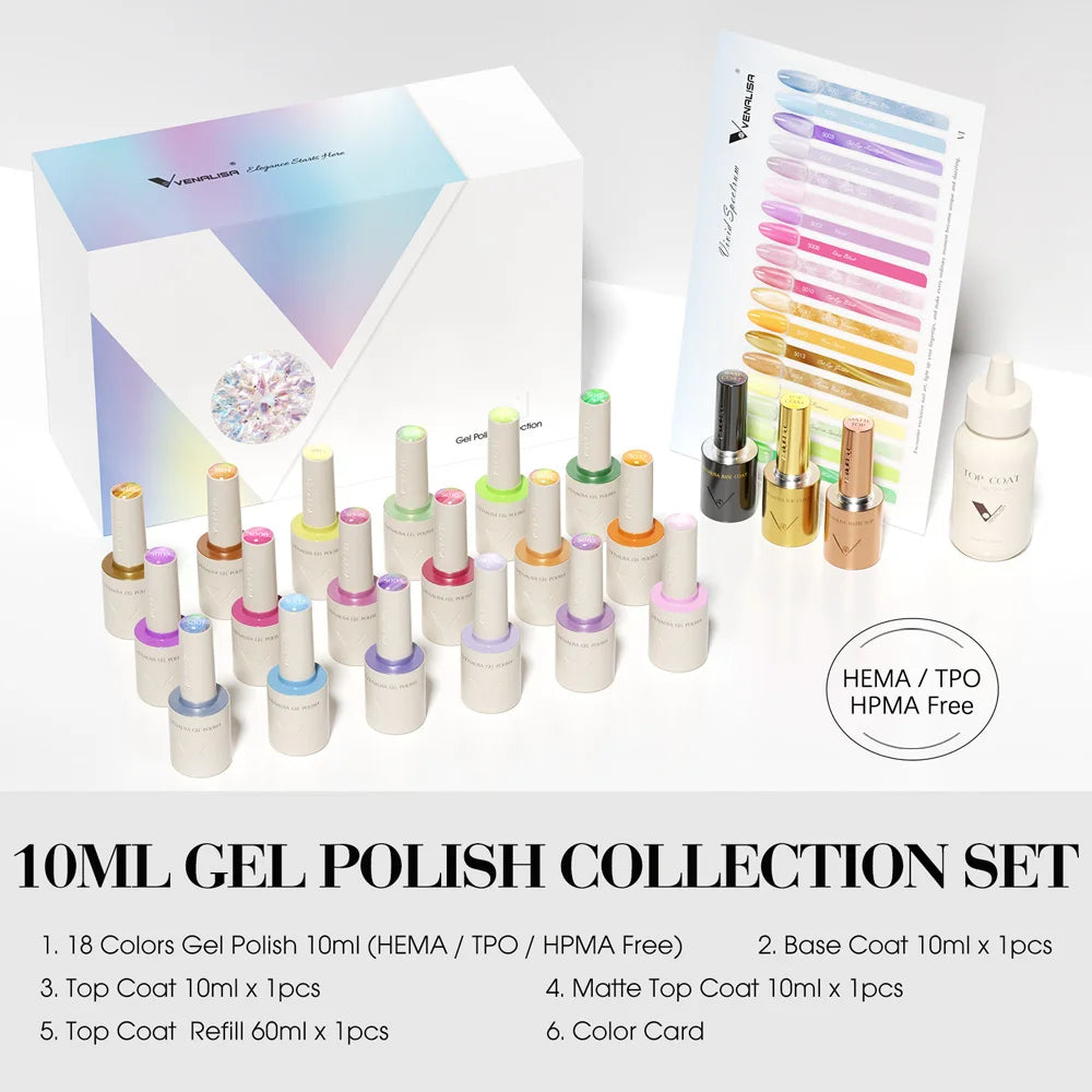 1Set VENALISA V6 Whole Set 10ml HEMA Free TPO Free Vegan Nail Gel Polish Color Display Gel Varnish Nail Maincure Branded Suitcase