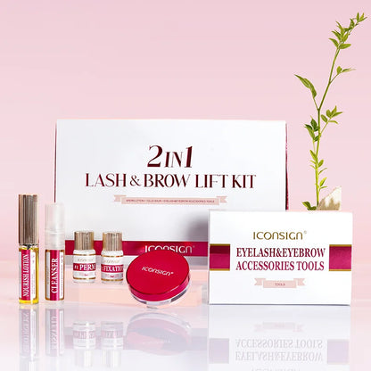 Kit professionnel 2 en 1 pour rehussement les cils et les sourcils, permanente rapide, tenue 6 à 8 semaines, mascara, rehussement de cils, lash lift, outil de maquillage