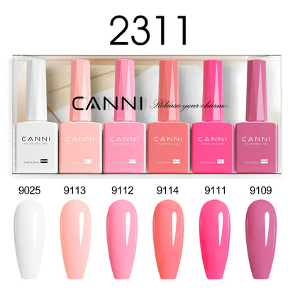 6pcs/kit CANNI HEMA TPO FREE Nail Gel Polish Set Gorgeous Color Semi Permanent Soak off UV LED Gel Nail Varnish Christmas Gift