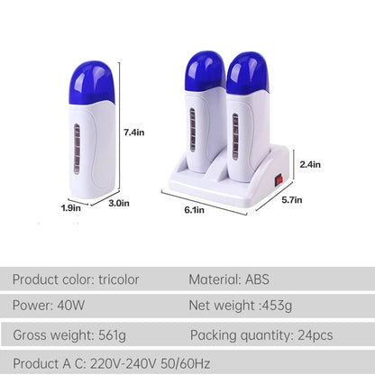 Electric Double Wax Heater Epilator Cartridge Wax Roller  Base Roll On Waxing Refillable Hair Removal Machine Depilatory Heater