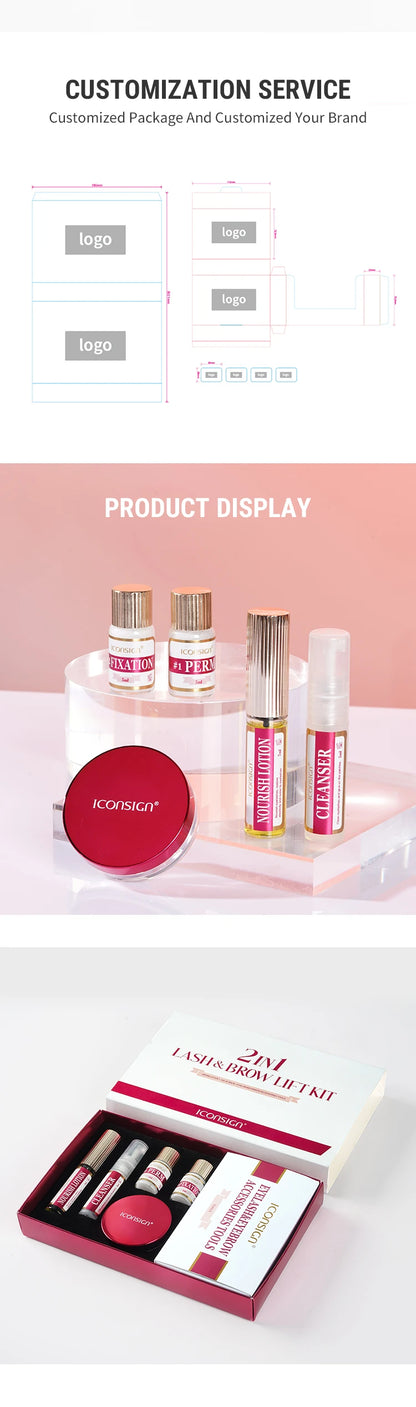 Kit professionnel 2 en 1 pour rehussement les cils et les sourcils, permanente rapide, tenue 6 à 8 semaines, mascara, rehussement de cils, lash lift, outil de maquillage