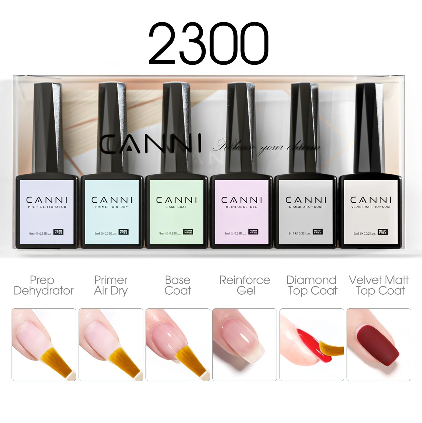 CANNI HEMA TPO FREE 9ml BIAB Colorful Rubber Base Gel UV Construction Quick Builder Nail Gel Polish Kit Self Leveling French Nails
