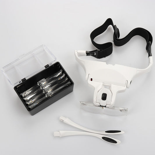 Loupe à bandeau réglable à 5 lentilles loupe avec lampe à LED loupe pour faux cils Extension de cils