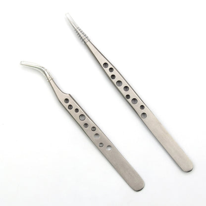 2pcs Eyelashes Tweezers Stainless Steel Makeup Eyelash Tweezers Eyelash Extension Tweezer Eyebrow Tweezers Eyelash Tweezers Set